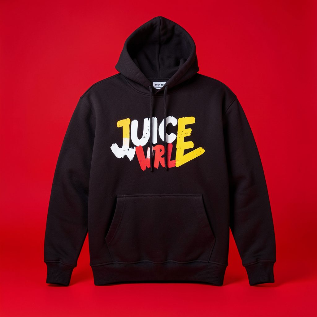 A streetwear hoodie displayed on a plain neutral backdrop with subtle shadows