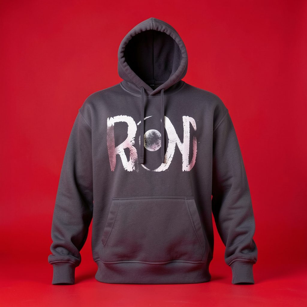 Hoodie with a moonlit 999 graphic print, displayed flat on a neutral studio backdrop