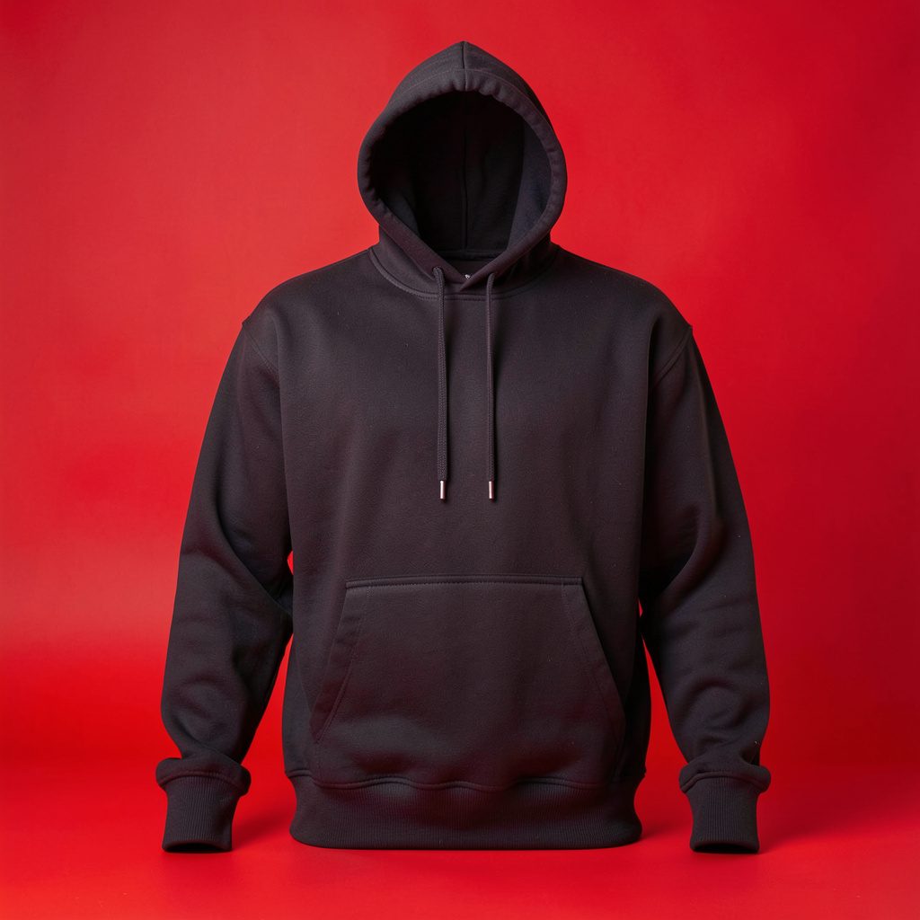 Hoodie with a bold respect-themed graphic print, shown on a clean studio backdrop